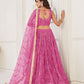 Rajwada Pink Net Embroidered Semi Stitched Lehenga For Women