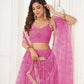 Rajwada Pink Net Embroidered Semi Stitched Lehenga For Women