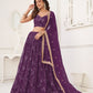 Rajwada Wine Net Embroidered Semi Stitched Lehenga For Women