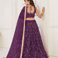 Rajwada Wine Net Embroidered Semi Stitched Lehenga For Women