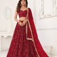 Rajwada Maroon Net Embroidered Semi Stitched Lehenga For Women