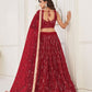 Rajwada Maroon Net Embroidered Semi Stitched Lehenga For Women