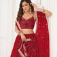 Rajwada Maroon Net Embroidered Semi Stitched Lehenga For Women