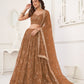 Rajwada Beige Net Embroidered Semi Stitched Lehenga For Women