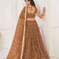 Rajwada Beige Net Embroidered Semi Stitched Lehenga For Women