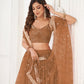 Rajwada Beige Net Embroidered Semi Stitched Lehenga For Women