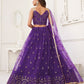 Rajwada Deep Purple Net Embroidered Semi Stitched Lehenga For Women