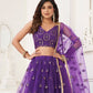 Rajwada Deep Purple Net Embroidered Semi Stitched Lehenga For Women