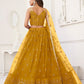 Rajwada Mustard Net Embroidered Semi Stitched Lehenga For Women