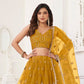 Rajwada Mustard Net Embroidered Semi Stitched Lehenga For Women