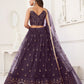 Rajwada Dusty Wine Net Embroidered Semi Stitched Lehenga For Women
