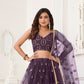 Rajwada Dusty Wine Net Embroidered Semi Stitched Lehenga For Women