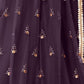 Rajwada Dusty Wine Net Embroidered Semi Stitched Lehenga For Women