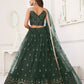 Rajwada Dark Green Net Embroidered Semi Stitched Lehenga For Women