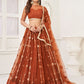 Rajwada Rust Net Embroidered Semi Stitched Lehenga For Women