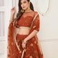 Rajwada Rust Net Embroidered Semi Stitched Lehenga For Women