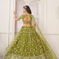 Rajwada Pista Net Embroidered Semi Stitched Lehenga For Women