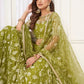 Rajwada Pista Net Embroidered Semi Stitched Lehenga For Women