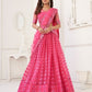 Rajwada Pink Net Embroidered Semi Stitched Lehenga For Women