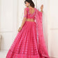 Rajwada Pink Net Embroidered Semi Stitched Lehenga For Women