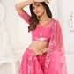 Rajwada Pink Net Embroidered Semi Stitched Lehenga For Women