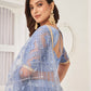 Rajwada Pastel Blue Net Embroidered Semi Stitched Lehenga For Women