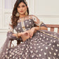 Rajwada Grey Net Embroidered Semi Stitched Lehenga For Women