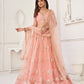 Rajwada Peach Net Embroidered Semi Stitched Lehenga For Women