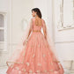 Rajwada Peach Net Embroidered Semi Stitched Lehenga For Women