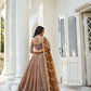 Rajwada Brown Net Embroidered Semi Stitched Lehenga For Women