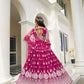 Rajwada Dark Pink Net Embroidered Semi Stitched Lehenga For Women
