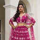 Rajwada Dark Pink Net Embroidered Semi Stitched Lehenga For Women