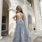 Rajwada Pastel Blue Net Embroidered Semi Stitched Lehenga For Women