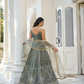Rajwada Olive Net Embroidered Semi Stitched Lehenga For Women