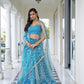 Rajwada Sky Blue Net Embroidered Semi Stitched Lehenga For Women