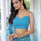 Rajwada Sky Blue Net Embroidered Semi Stitched Lehenga For Women