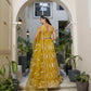 Rajwada Mustard Net Embroidered Semi Stitched Lehenga For Women