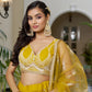 Rajwada Mustard Net Embroidered Semi Stitched Lehenga For Women