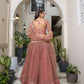 Rajwada Dusty Rose Pink Net Embroidered Semi Stitched Lehenga For Women