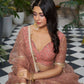 Rajwada Dusty Rose Pink Net Embroidered Semi Stitched Lehenga For Women