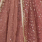 Rajwada Dusty Rose Pink Net Embroidered Semi Stitched Lehenga For Women