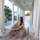 Rajwada Dark Beige Net Embroidered Semi Stitched Lehenga For Women