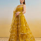 Rajwada Mustard Net Embroidered Semi Stitched Lehenga For Women