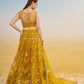 Rajwada Mustard Net Embroidered Semi Stitched Lehenga For Women