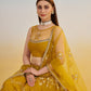 Rajwada Mustard Net Embroidered Semi Stitched Lehenga For Women