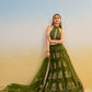 Rajwada Olive Net Embroidered Semi Stitched Lehenga For Women