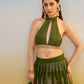 Rajwada Olive Net Embroidered Semi Stitched Lehenga For Women