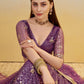 Rajwada Dark Purple Net Embroidered Semi Stitched Lehenga For Women