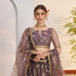 Rajwada Deep Mauve Net Embroidered Semi Stitched Lehenga For Women