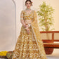 Rajwada Golden Net Embroidered Semi Stitched Lehenga For Women